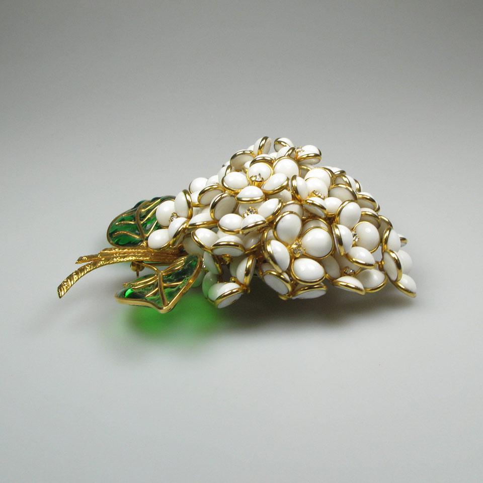 French Chanel Gold-Tone Metal Floral Spray Brooch