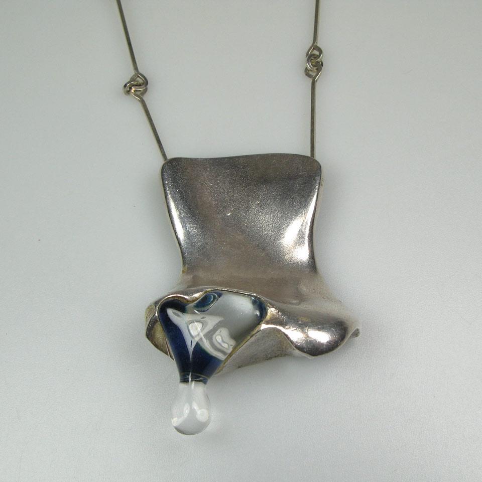 Björn Weckström Finnish Sterling Silver And Acrylic Pendant And Chain