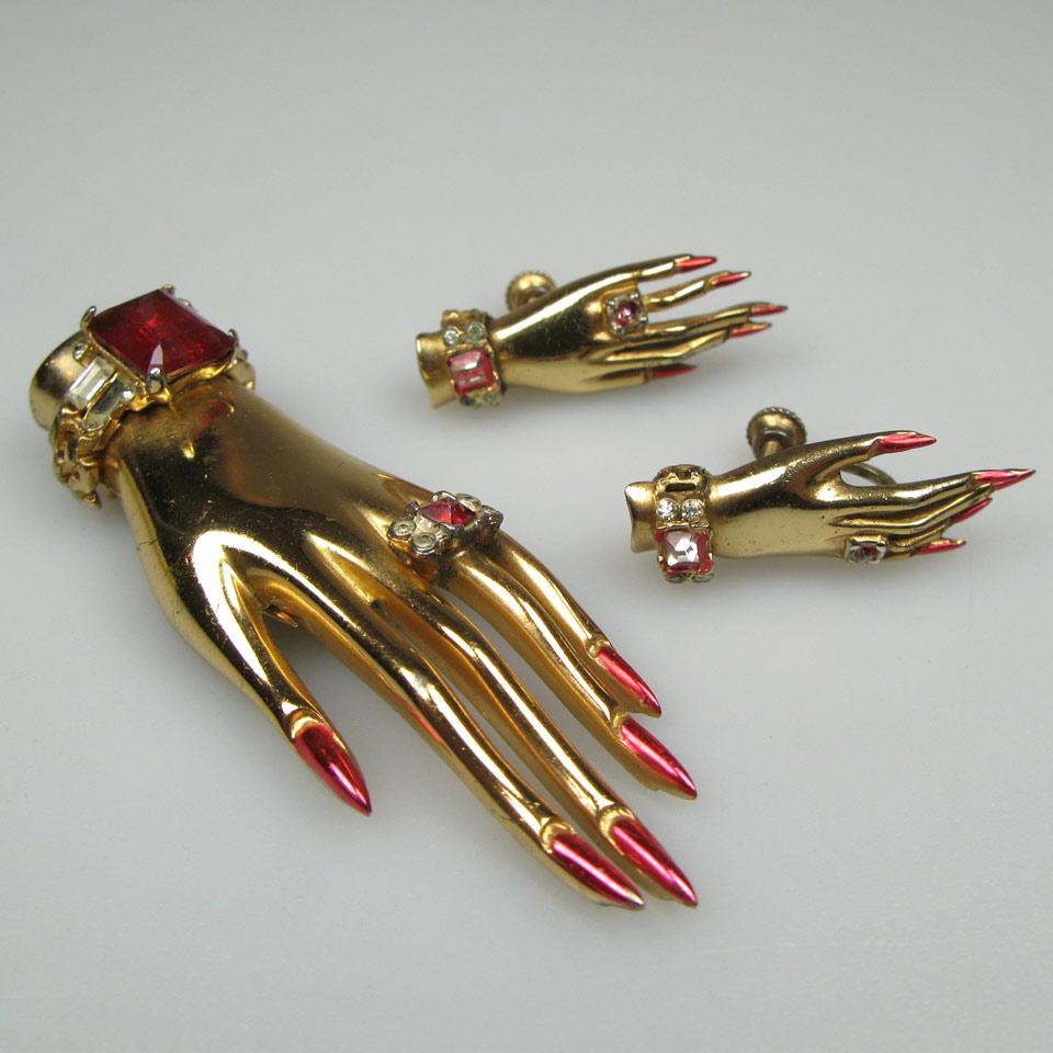 Coro-Craft Sterling Silver Brooch And Earrings