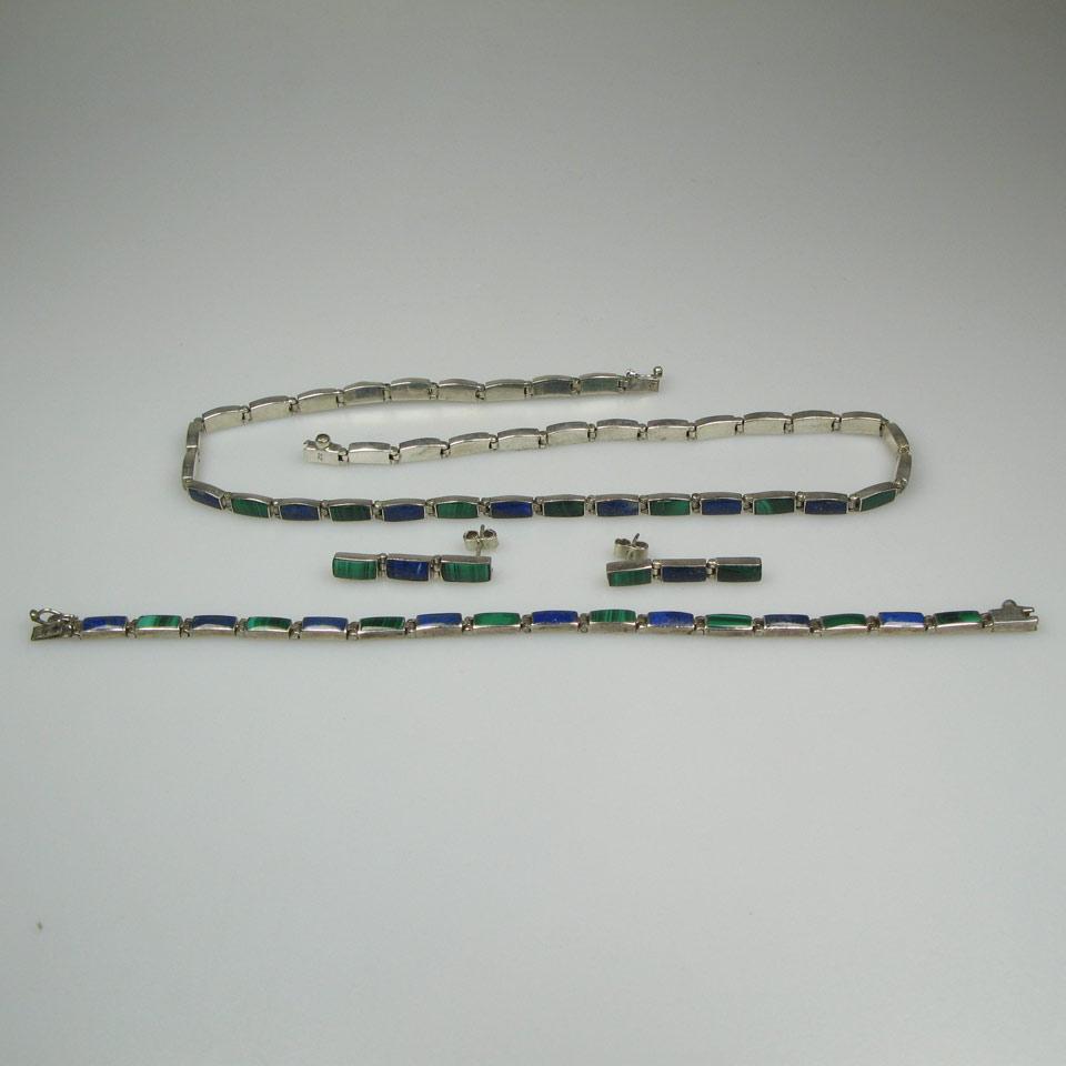 950 Grade Silver Necklace, Bracelet And Earrings