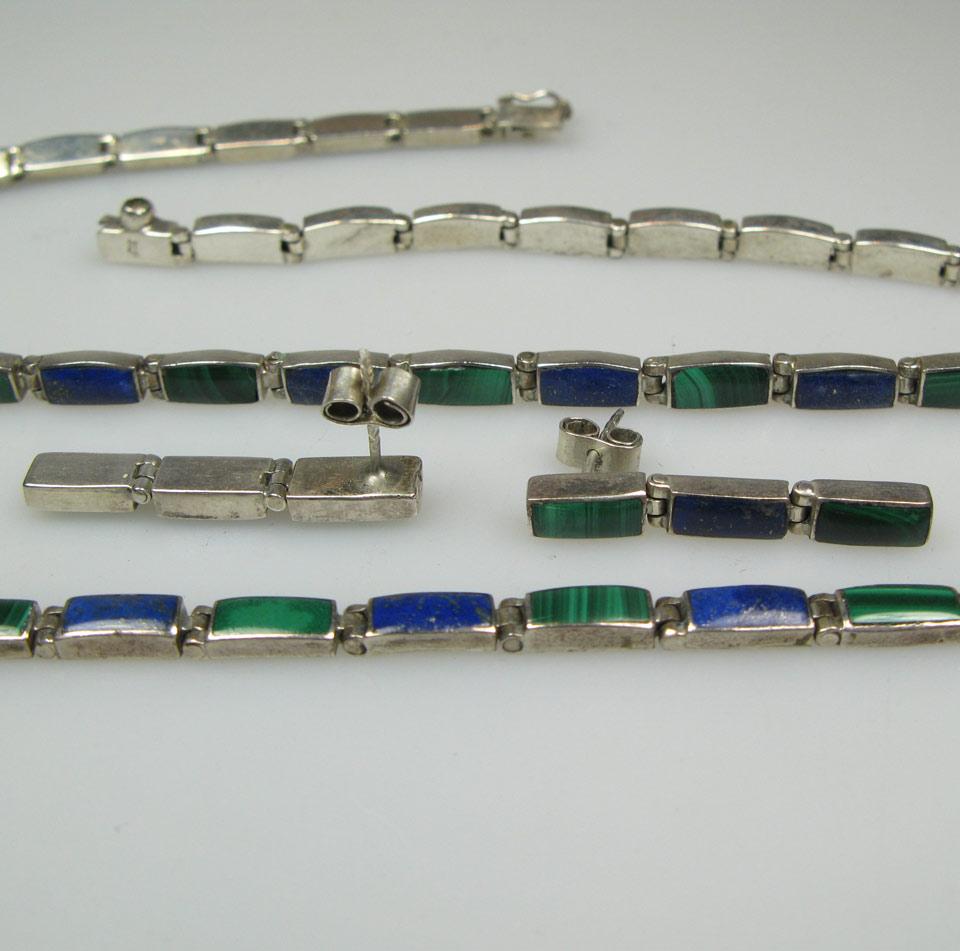 950 Grade Silver Necklace, Bracelet And Earrings