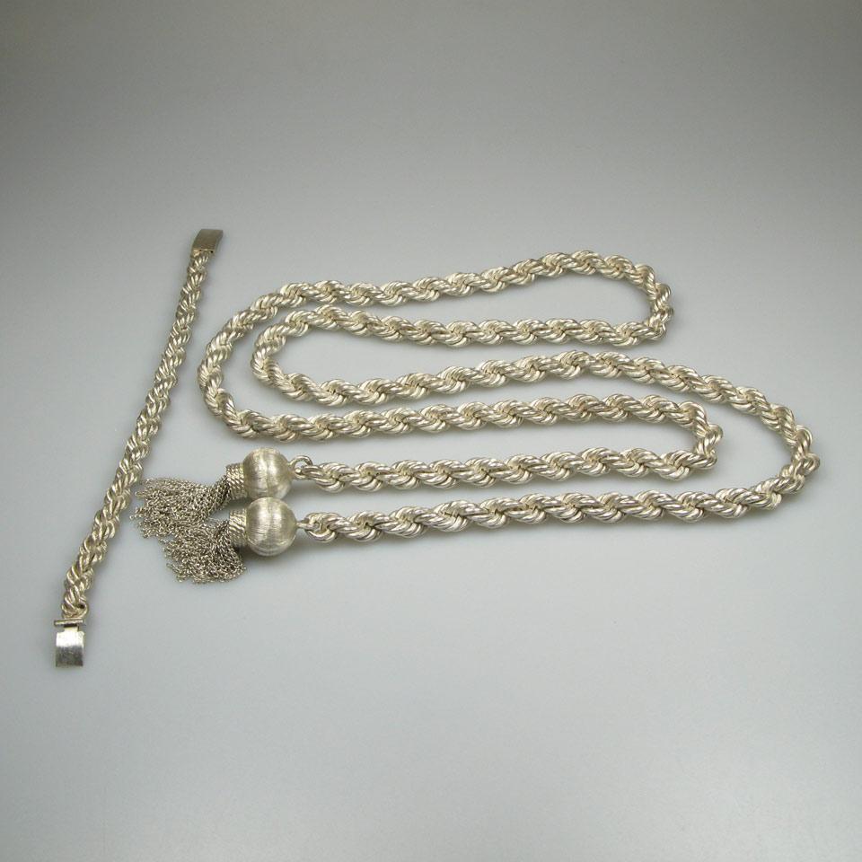 Mexican Sterling Silver Bolo-Style Rope Necklace