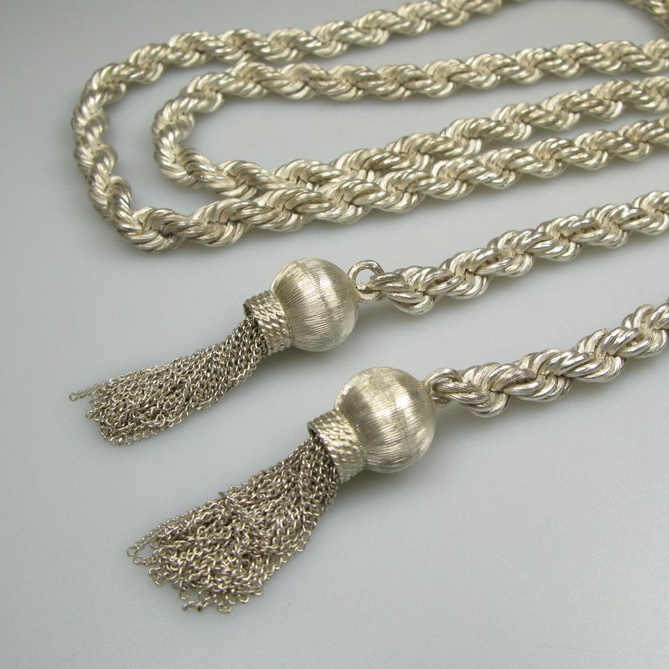Mexican Sterling Silver Bolo-Style Rope Necklace