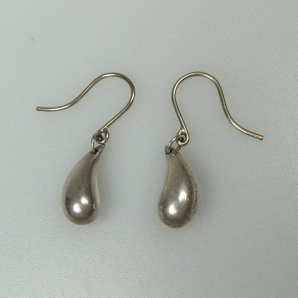 Pair Of Tiffany & Co. Sterling Silver Hook-Back Drop Earrings