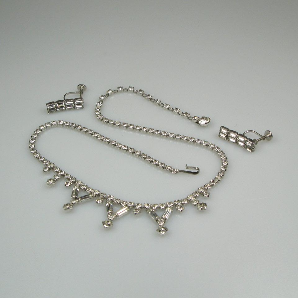 Sherman Silver Tone Metal Necklace And Earring Suite