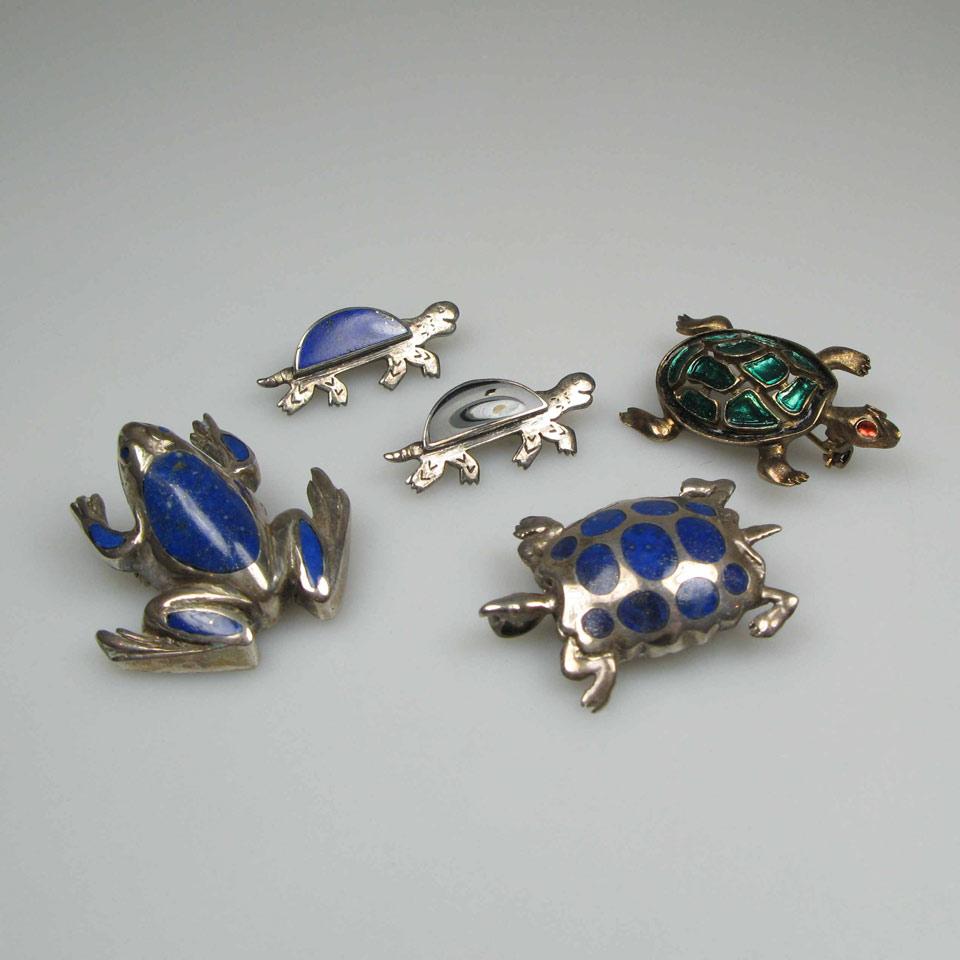 5 Sterling Silver Brooches