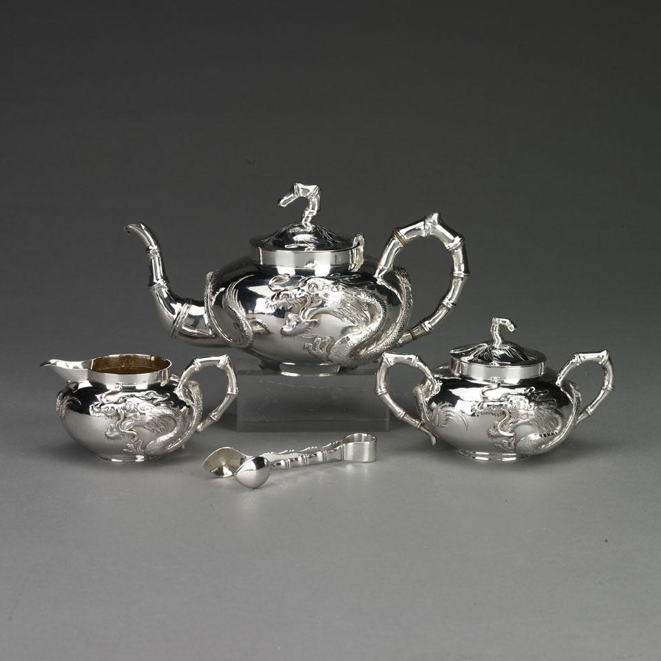 Chinese Silver Tea Service, Chicheong, early 20th century