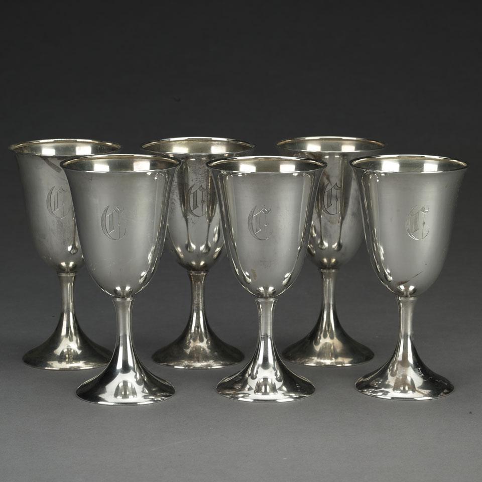 Six American Silver Goblets, 20th century