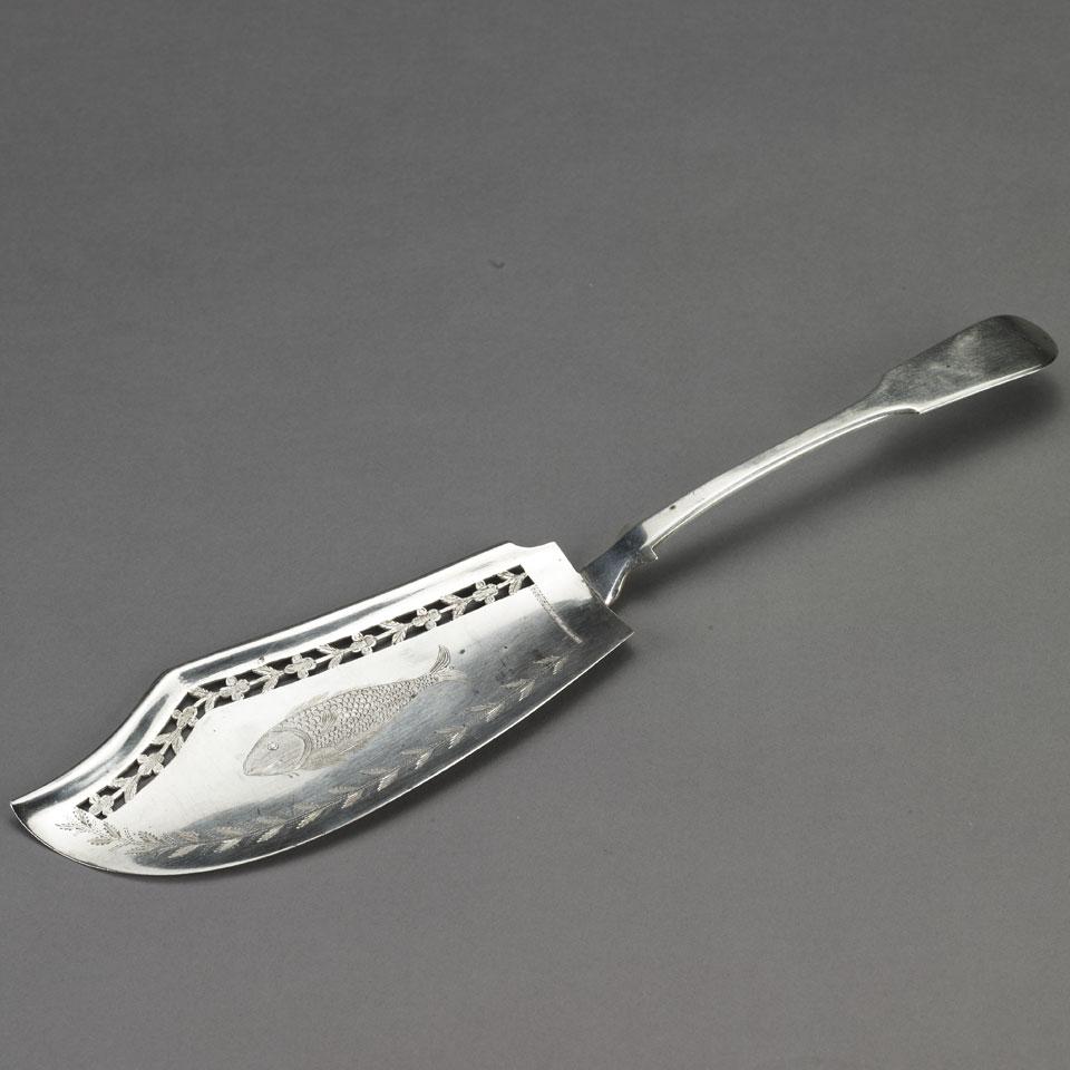 Continental Silver Fiddle Pattern Fish Slice, mid-19th century