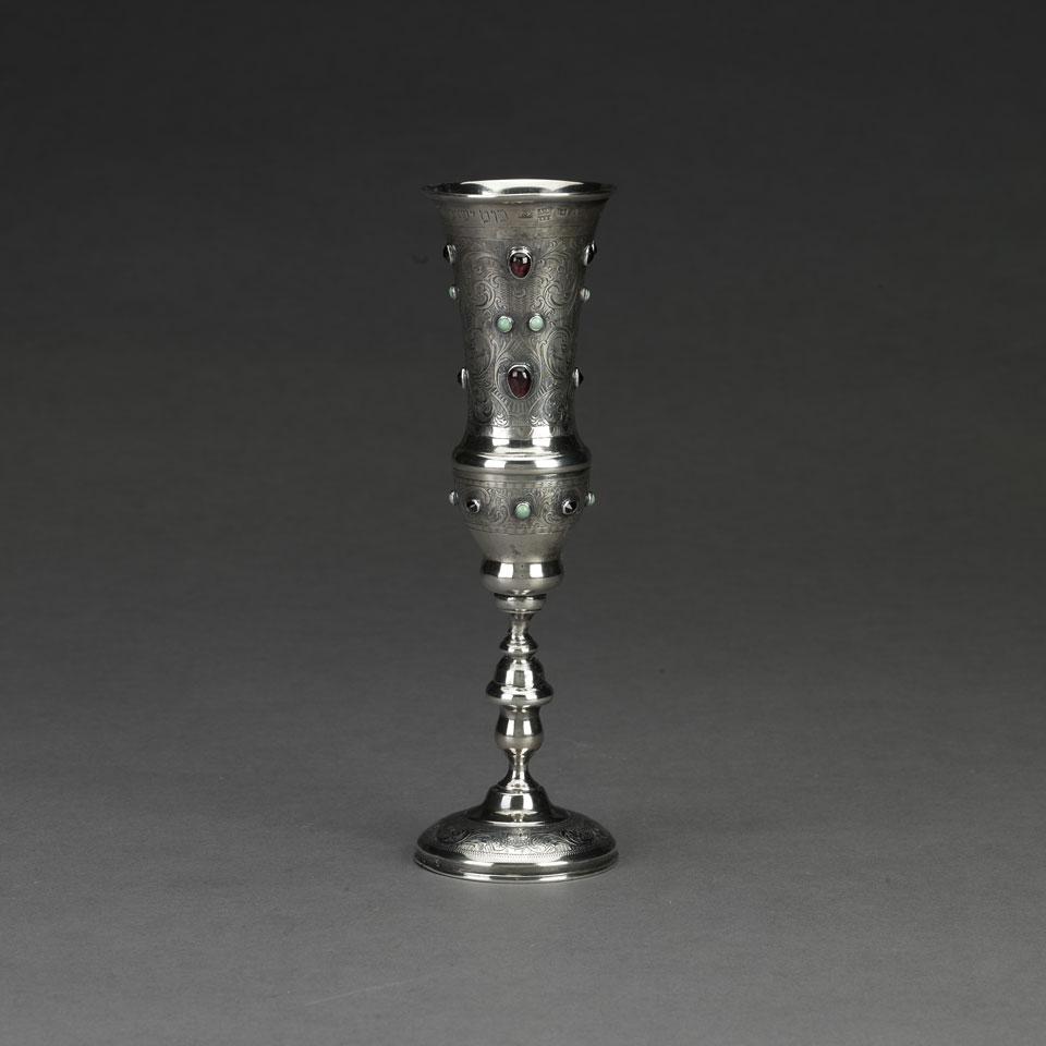 Russian Jewelled Silver Kiddush Cup, Moscow, 1851