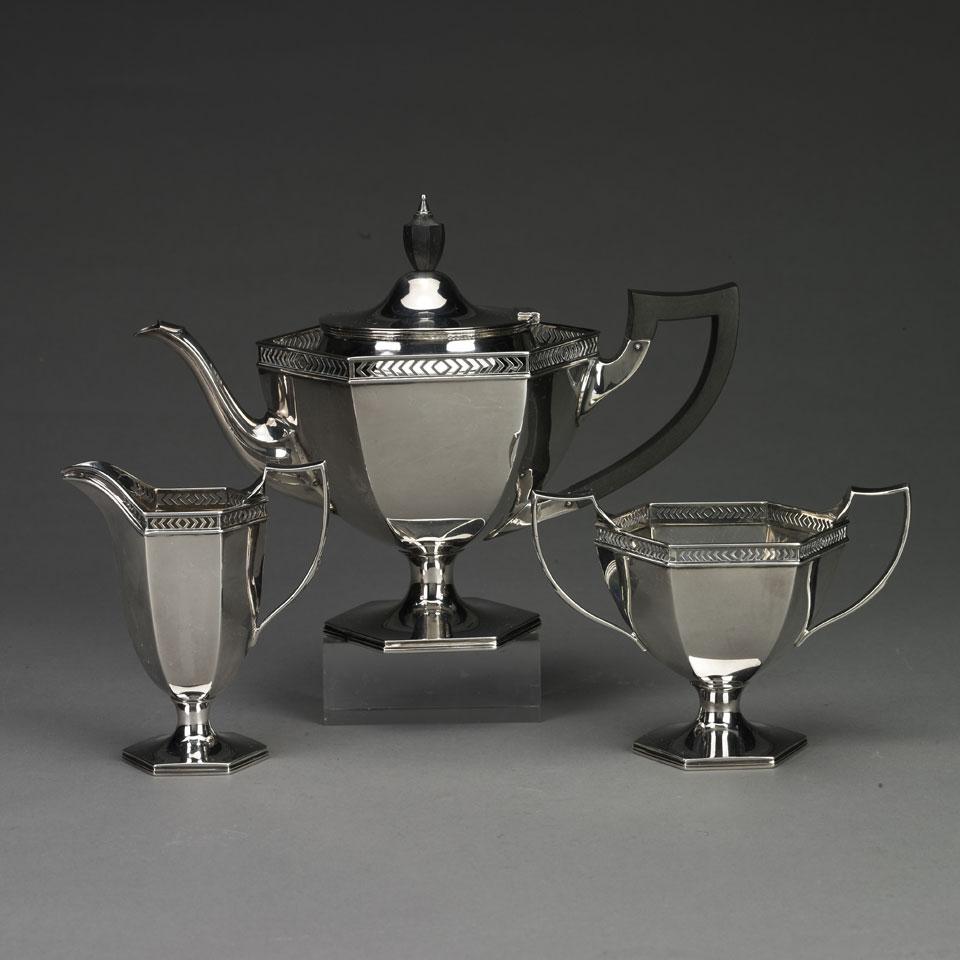 English Silver Tea Service, William Hutton & Sons, Sheffield, 1915 (3 pieces)
