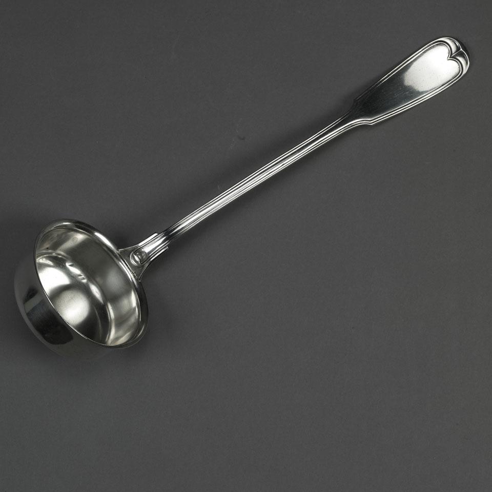 German Silver Fiddle and Thread Pattern Soup Ladle, L. Holtbuer, c.1900