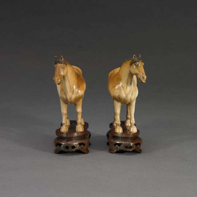 Pair of Ivory Carved Horses