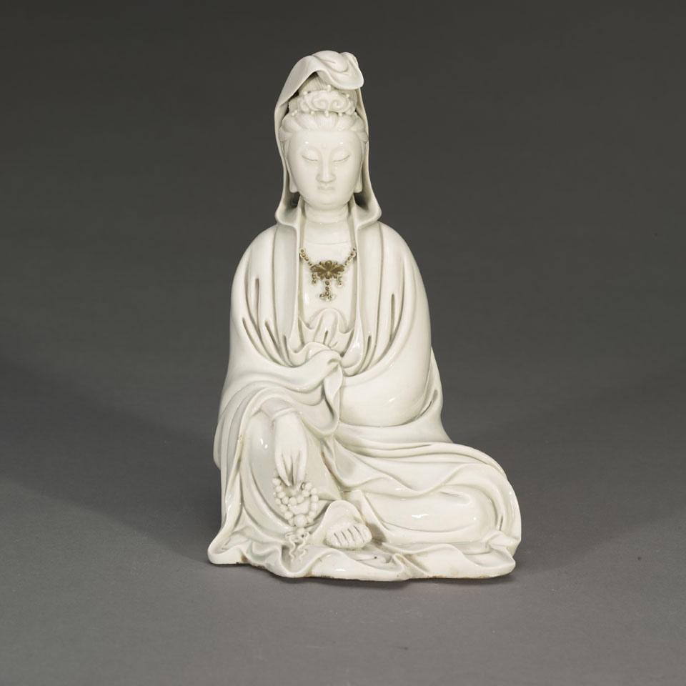 Blanc-de-Chine Figure of Seated Guanyin
