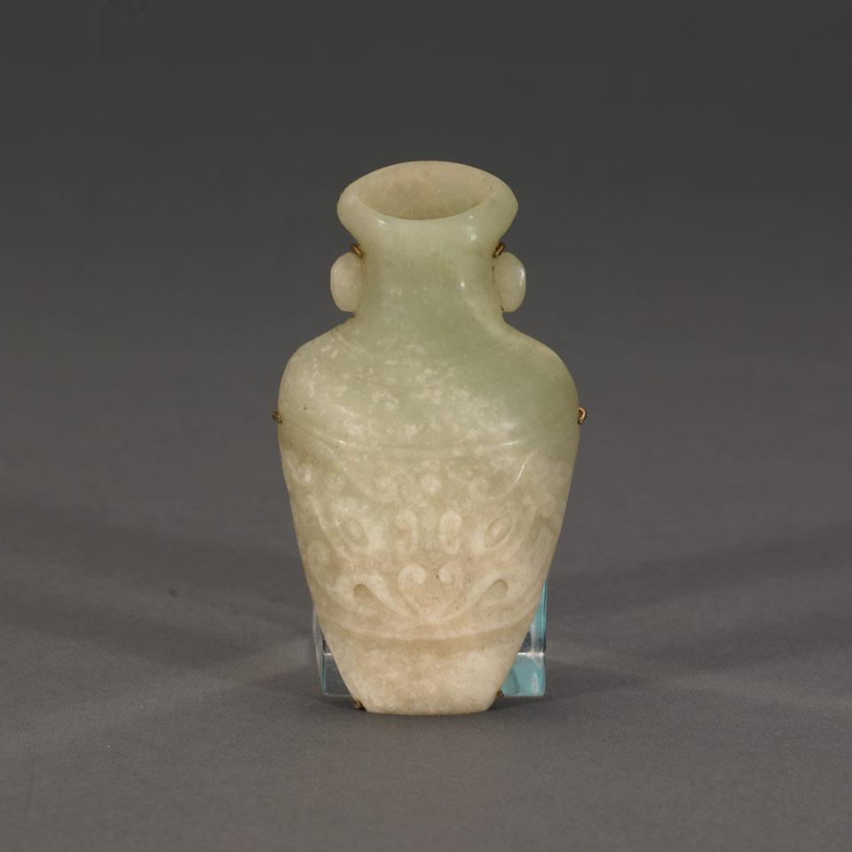 Pale Celadon Miniature Jade Vase