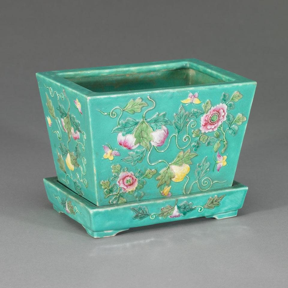 Famille Rose Planter and Stand, Qianlong Mark, Republican Period