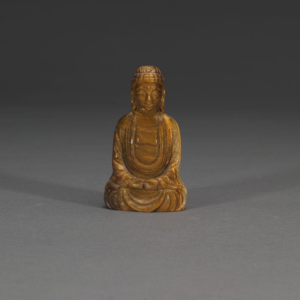 Tiger’s Eye Agate Carving of Seated Buddha