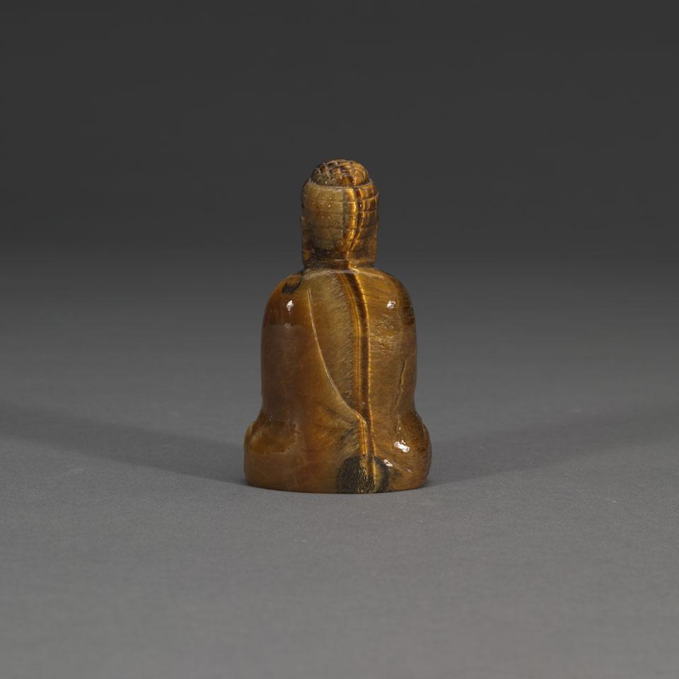 Tiger’s Eye Agate Carving of Seated Buddha