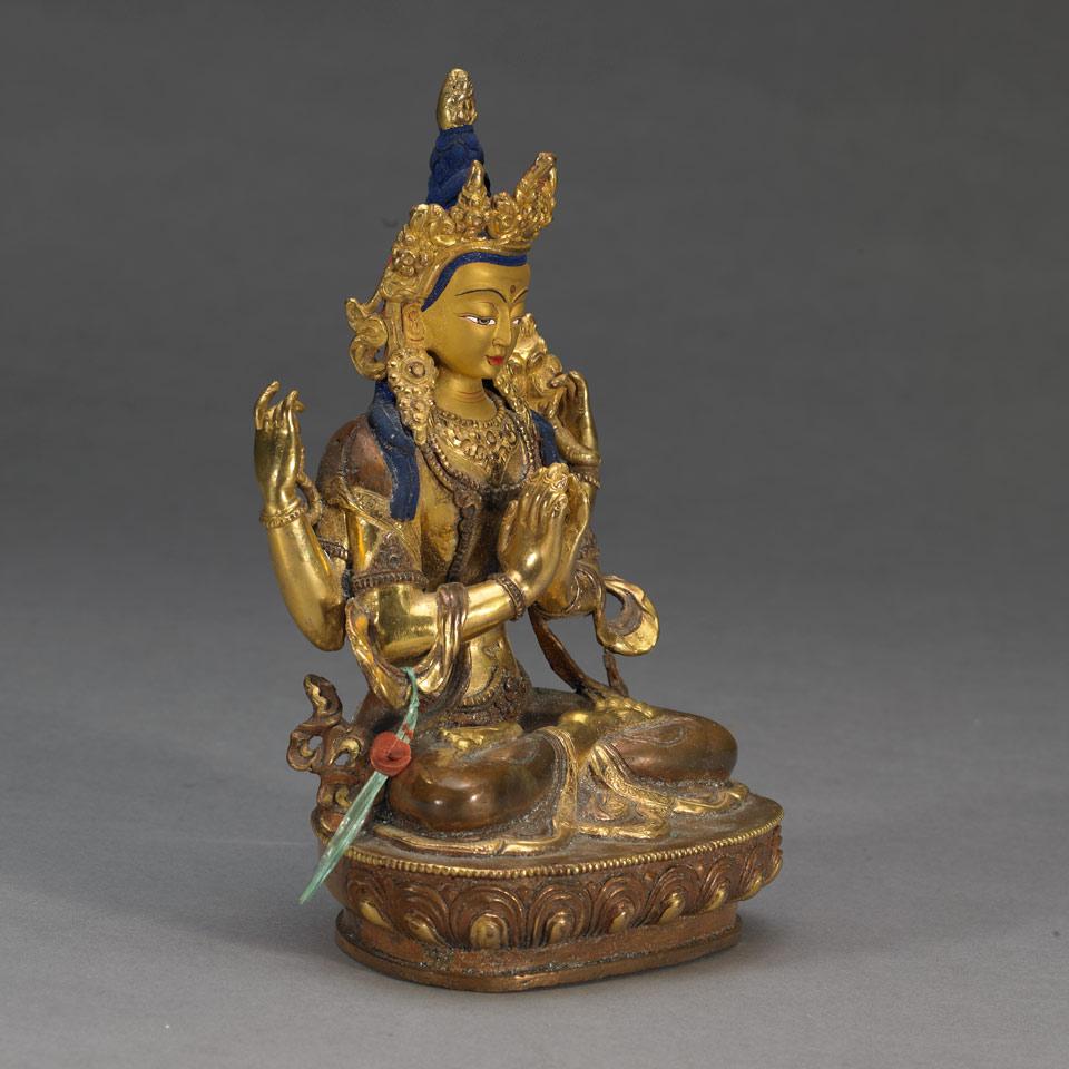 Gilt Bronze Four-Armed Boddhisattva 