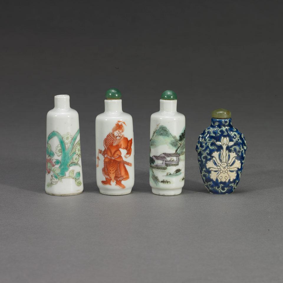 Four Porcelain Snuff Bottles