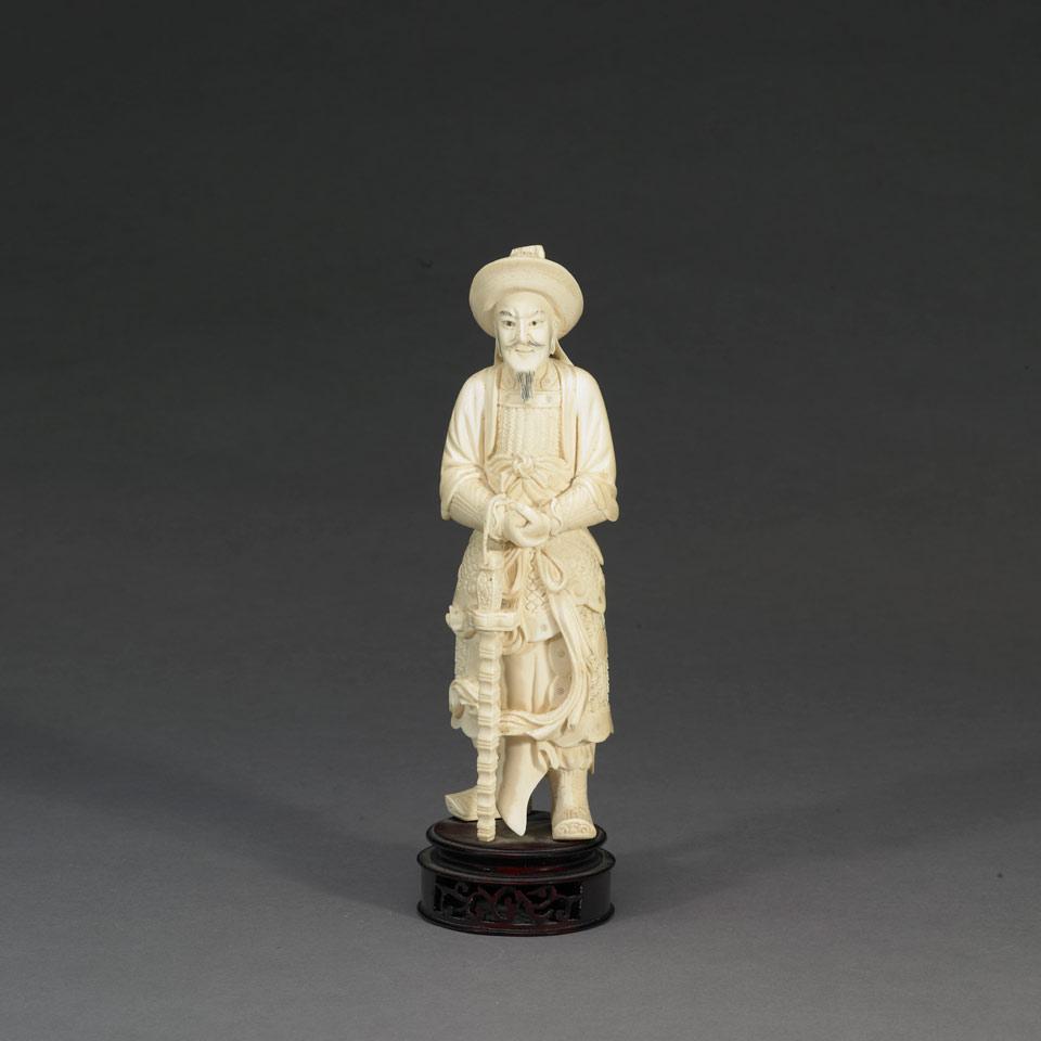Ivory Carved Figure of a Standing Warrior