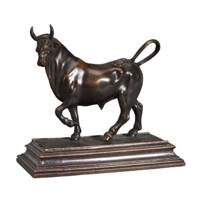 Italian Bronze Model of a Pacing Bull. after Giambologna, 17th/18th century