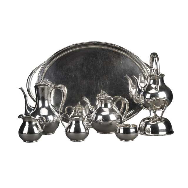Mexican Silver Tea and Coffee Service, Tango Aceves, Taxco, mid-20th century
