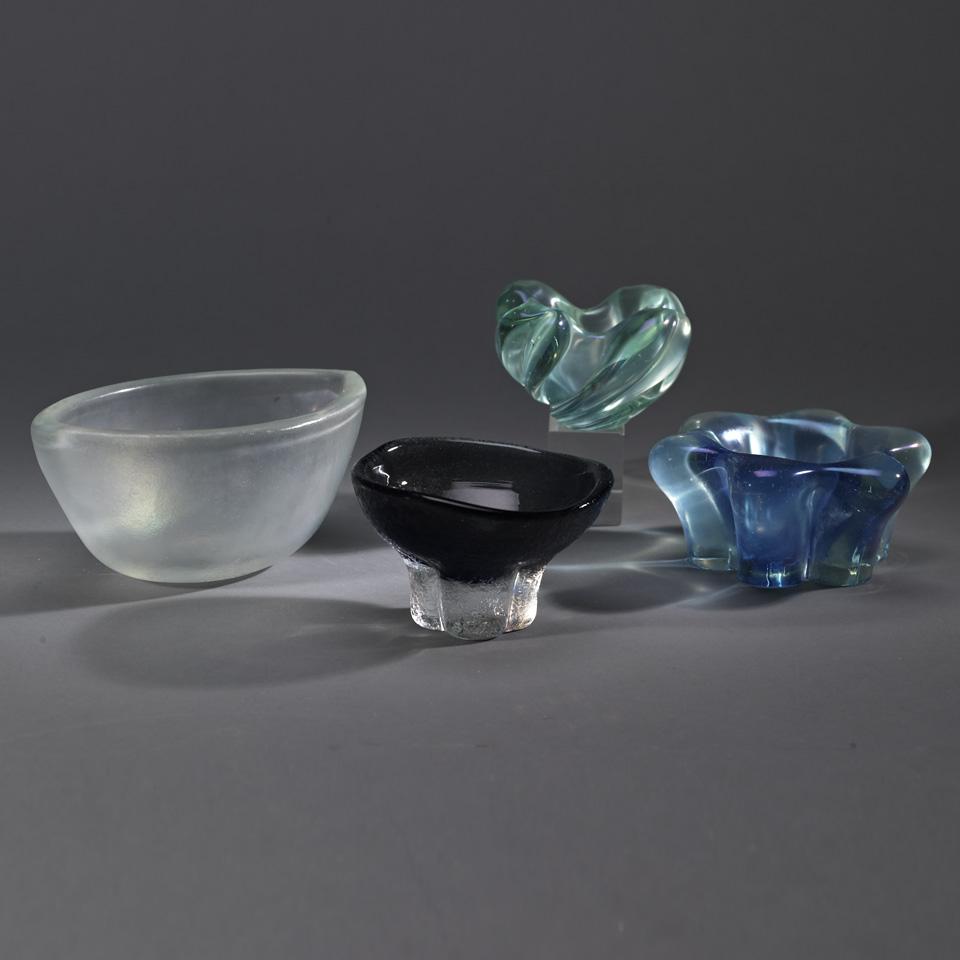 Four Various Venini Glass Bowls, mid-20th century