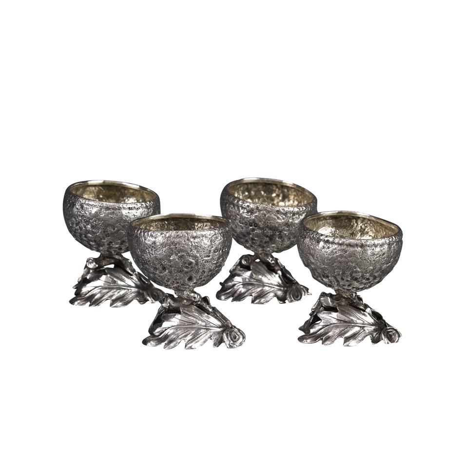 Set of Four Victorian Silver Acorn-Form Salts, Stephen Smith & William Nicholson, London, 1851