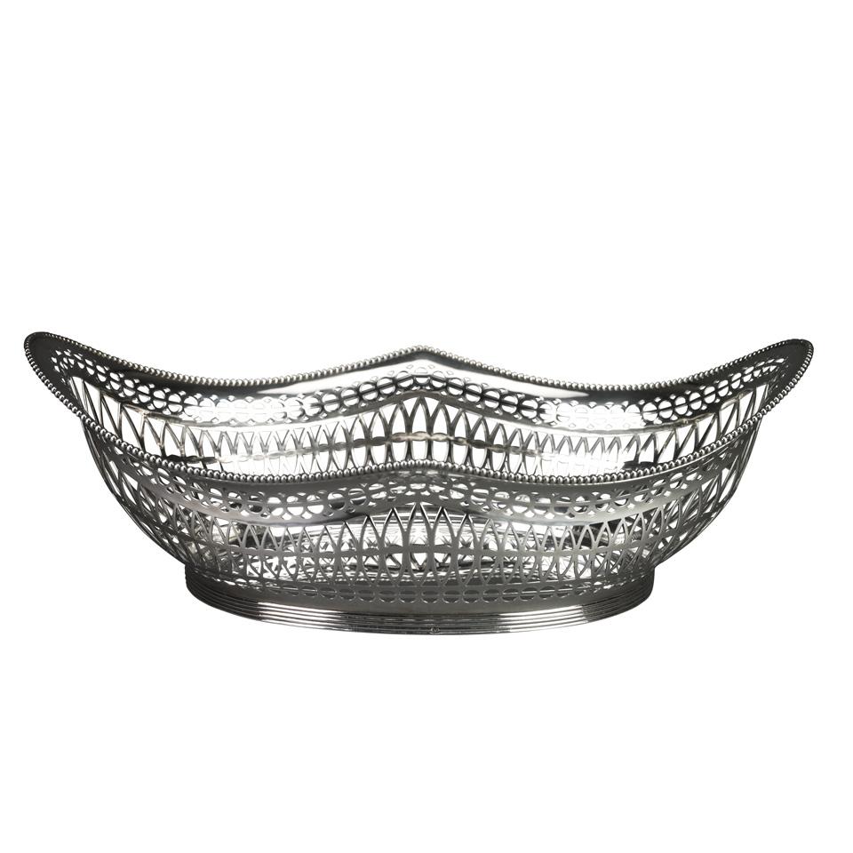 Dutch Silver Pierced Oval Basket, c.1900