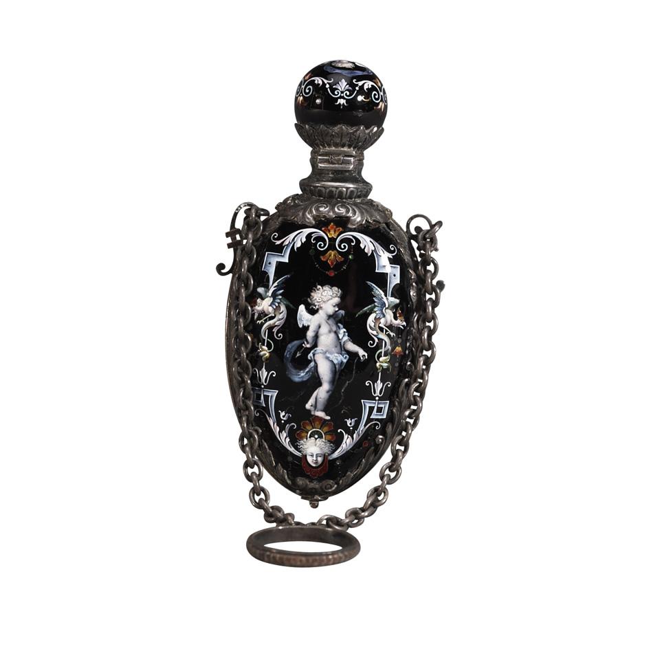 Viennese Enamelled Silver and Silver Gilt Scent Bottle, c.1900