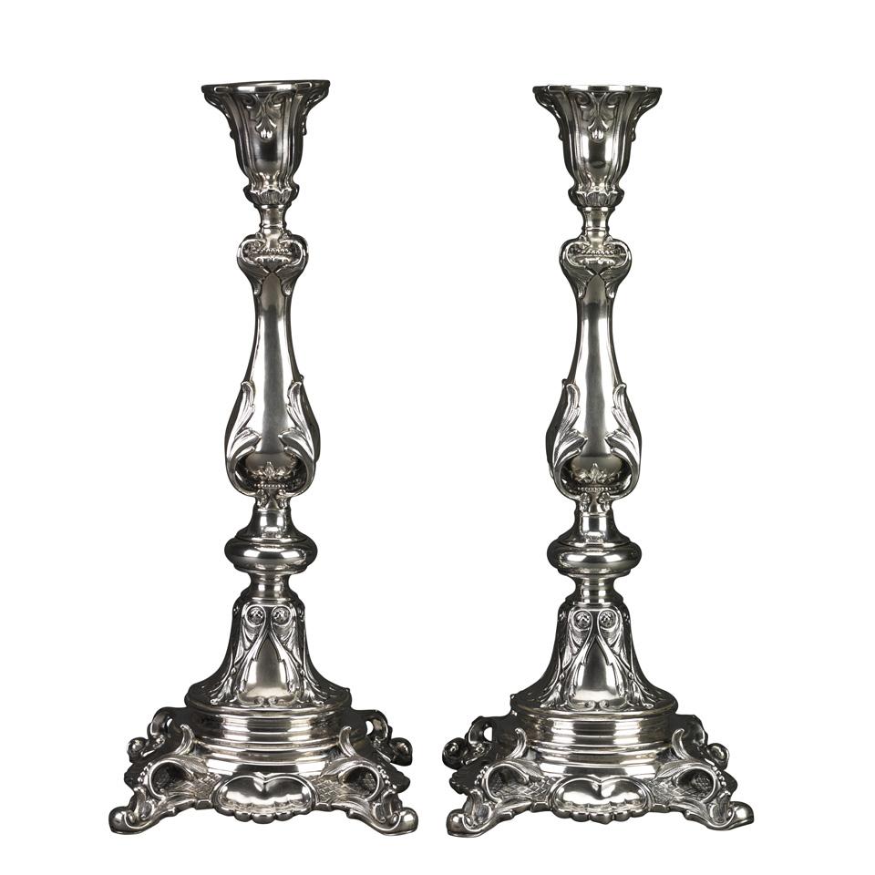 Pair of Russian Silver Candlesticks, Teodor Werner, Minsk, 1879