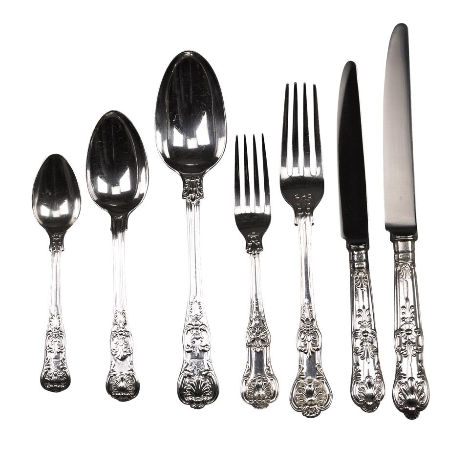 Assembled Late Georgian and Victorian Queens and Variant Pattern Flatware, c.1825-72