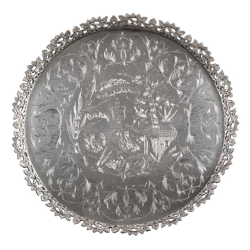 Portuguese Silver Circular Salver, Oporto, late 19th century