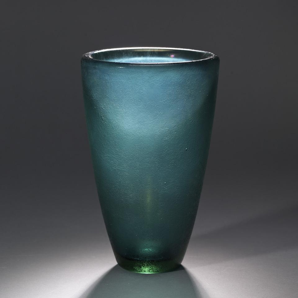 Venini Corroso Sea-Green Glass Vase, Carlo Scarpa, c.1940