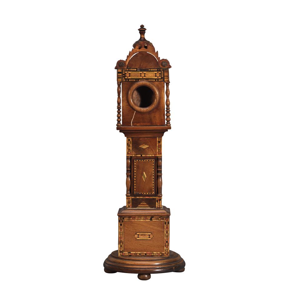 Scottish Parquetry Miniature Tall Case Clock Form Watch Stand, c.1830