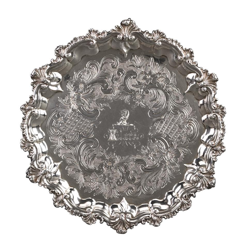 William IV Silver Circular Salver, Charles Fox, London, 1836