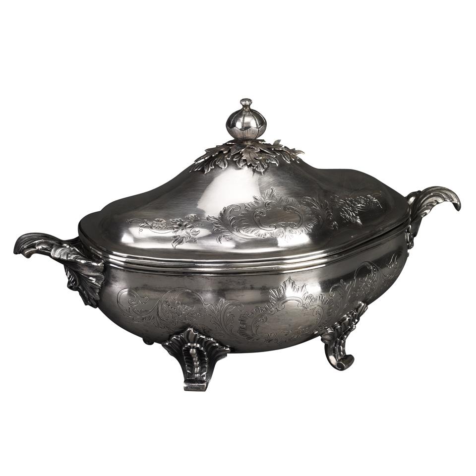 Continental Silver Covered Tureen, probably German, Hanau, late 19th century