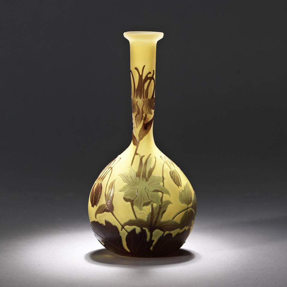 Gallé Columbine Cameo Glass Vase, c.1900