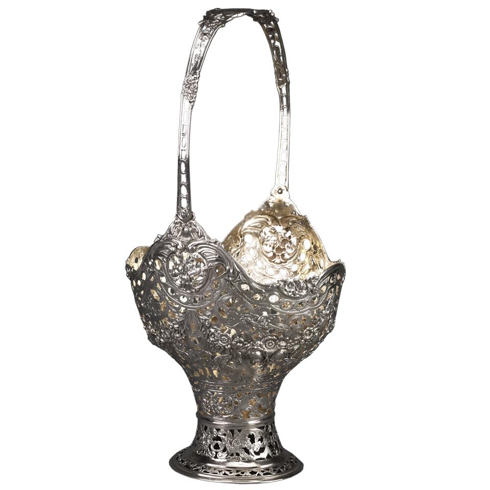 German Silver Flower Basket, c.1900