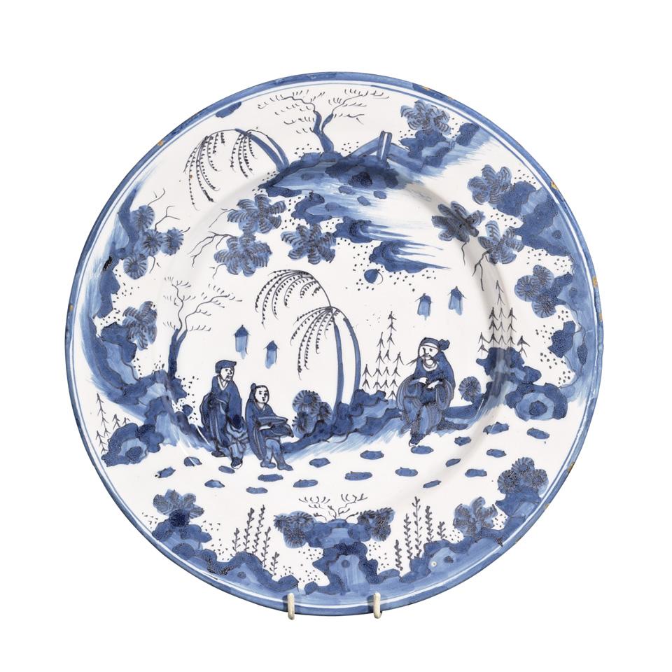 Delft Chinoiserie Charger, possibly German. late 18th century