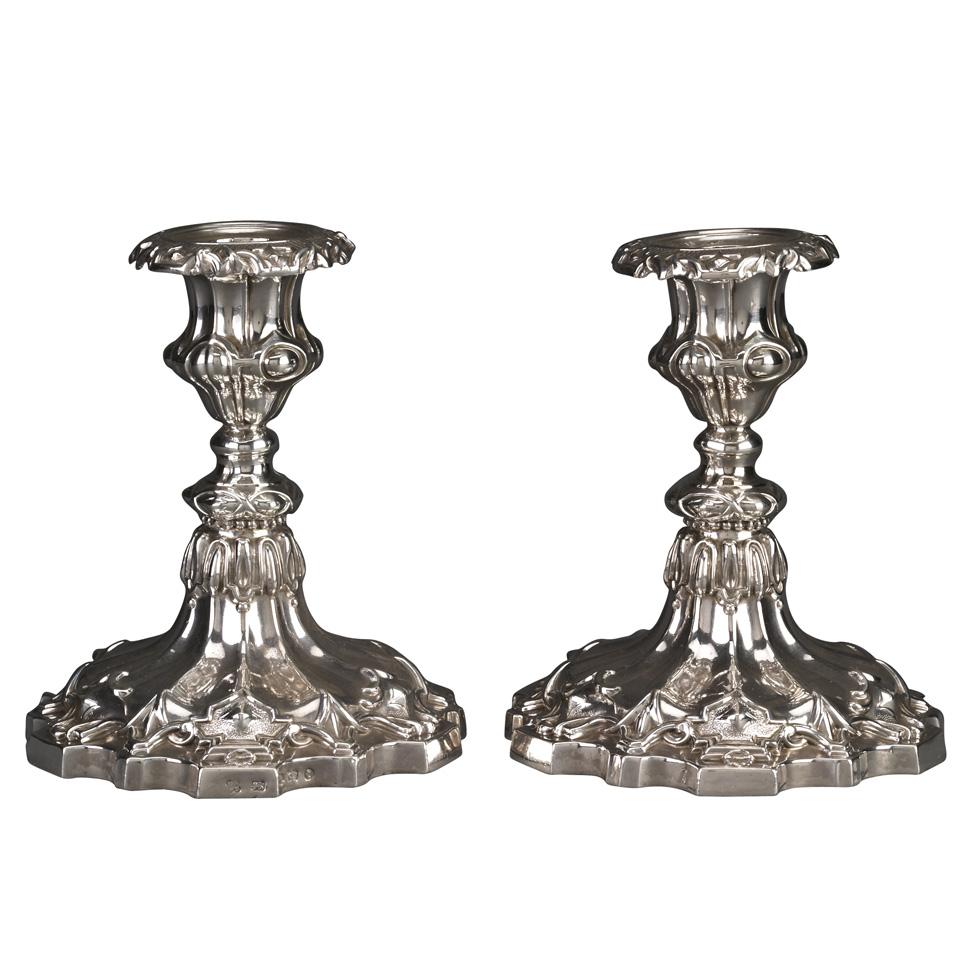Pair of Victorian Silver Candlesticks, Edward & William Smith, Sheffield, 1854