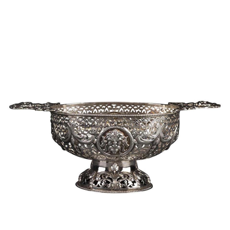 Victorian Silver Pierced Oval Footed Bowl, George Fox, London, 1867