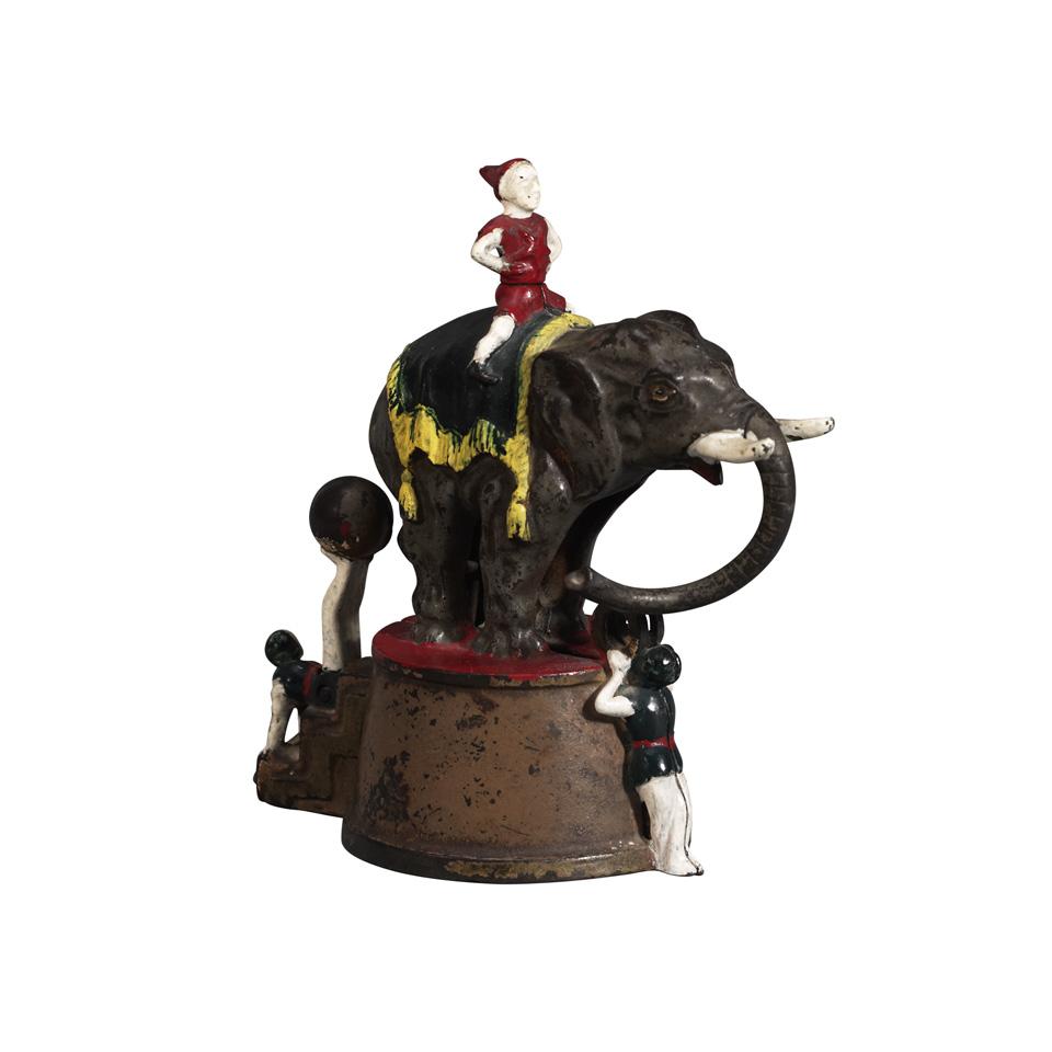 Patinted Cast Iron Mechanical Bank,  J. & E. Stevens, Cromwell, Ct., late 19th century