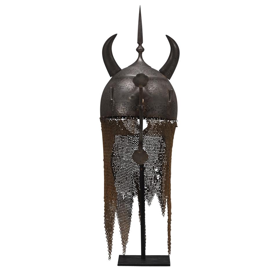 Qajar ‘Devil Mask’ Khula Khud, 19th century