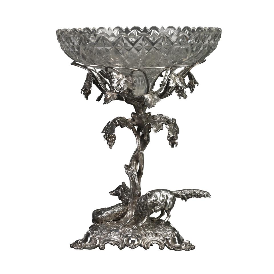 Victorian Silver Plate and Cut Glass Centrepiece, mid-19th century