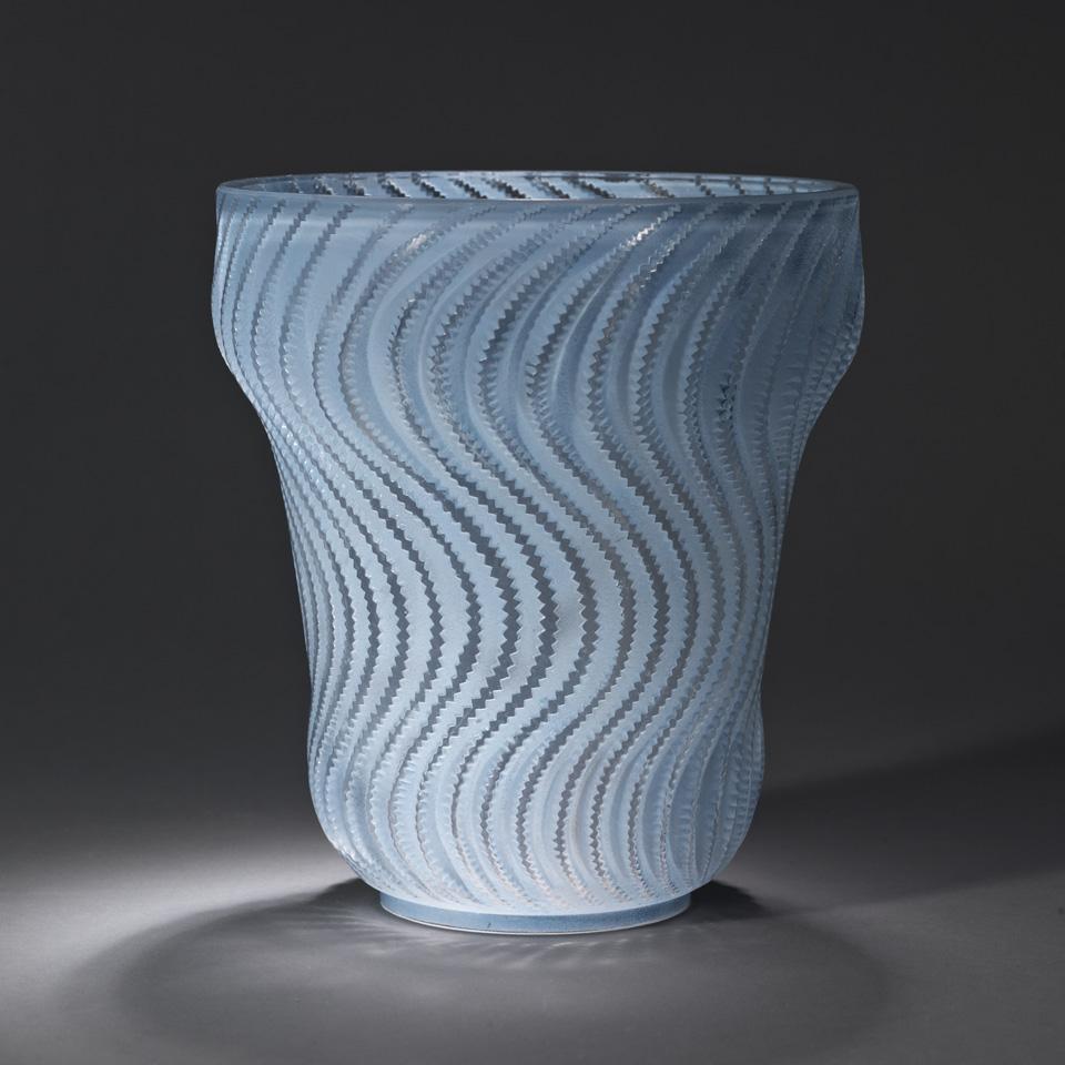 ‘Actinia’, Lalique Moulded and Blue Stained Glass Vase, 1930’s