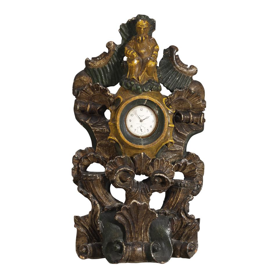 German Carved and Polycromed Watch Night Stand, early-mid 19th century