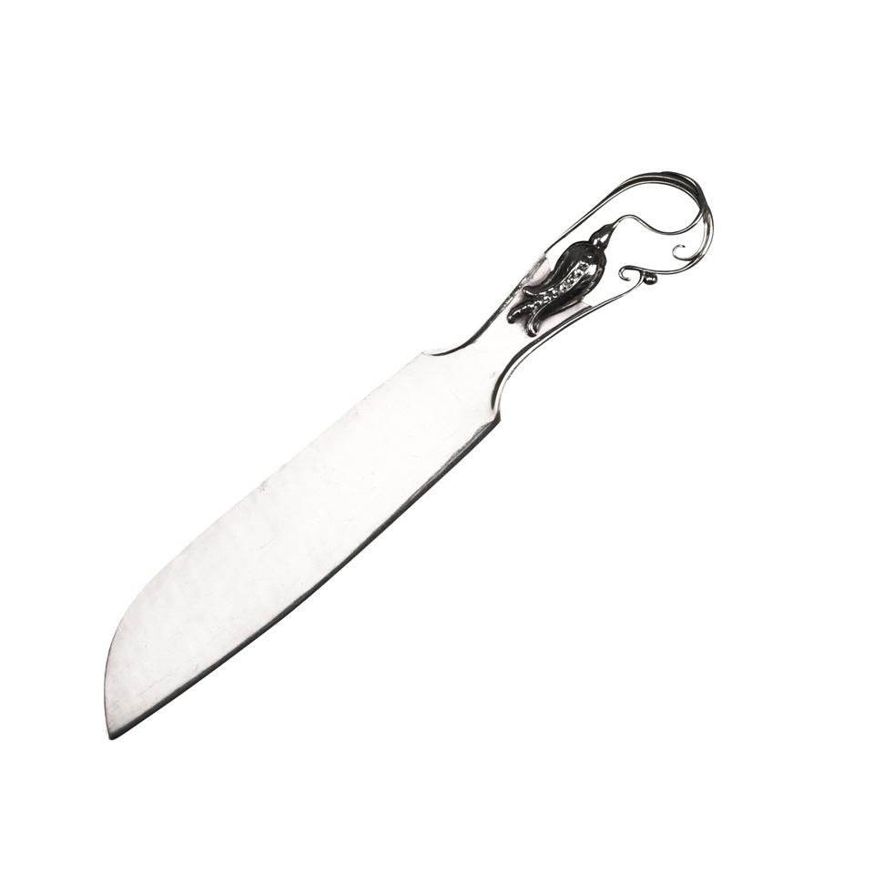 Canadian Silver Blossom Pattern Cake Knife, Carl Poul Petersen, Montreal, Que., mid-20th century