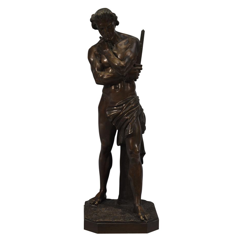 Patinated Bronze Figure of a Young Gladiator in the Manner of Emile Louis Picault (French, 1833-1915) 